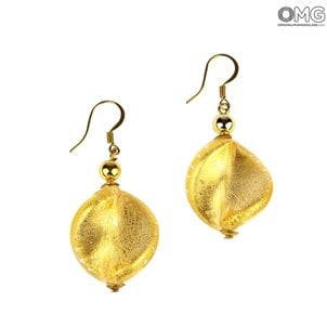 Earrings Stones of Lake Ravello - With Pure Gold - Original Murano Glass OMG