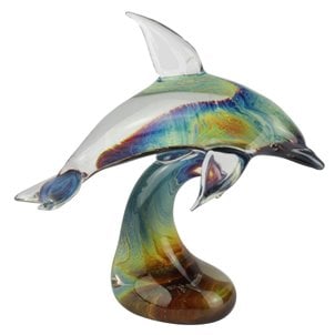 Dauphin sur socle - Sculpture en calcédoine - Verre de Murano original Omg img_9869