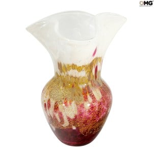 Ionian - vaso rosa e dourado - Vidro de Murano Original OMG