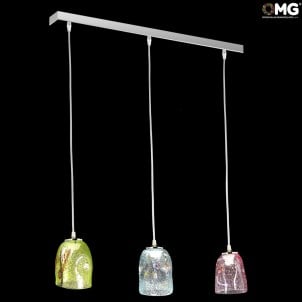 意大利iTaly-線性枝形吊燈3燈-穆拉諾玻璃-不同顏色