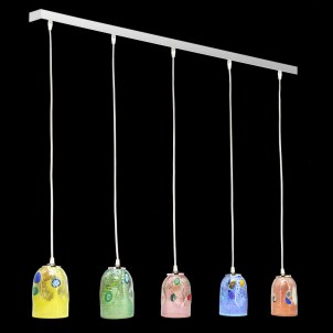 Italy iTaly - Lampadario Lineare in vetro di Murano 5 luci - diversi colori disponibili