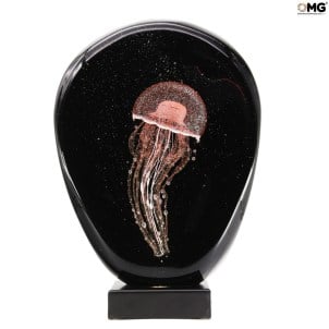 Medusa in rosa Scultura con lampada a led - vetro di Murano originale