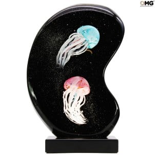 異國情調的水母水族館 - 帶 LED 燈 - Original Murano Glass Omg