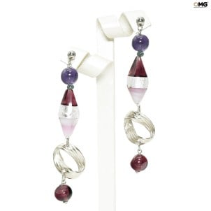 jóias_long_earrings_silver_pink_riga_original_murano_glass_omg