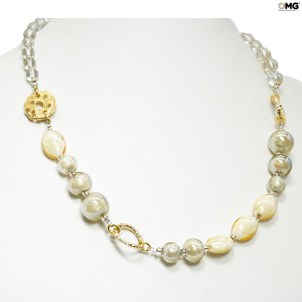 Halskette Nizza - Perlen und Gold - Original Muranoglas OMG Halskette Nizza - Perlen und Gold - Original Muranoglas OMG