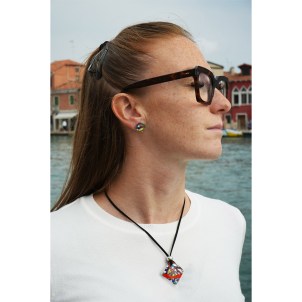 Parure Rombo Cortina - colori fantasy e foglia argento - vetro di Murano