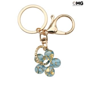 Porte-clés - feuille d'or - Verre de Murano Original OMG