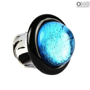 Кольцо - погруженное в воду светло-голубое стекло - Original Murano Glass OMG