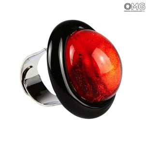 戒指-浸入式紅色玻璃-原裝Murano玻璃OMG