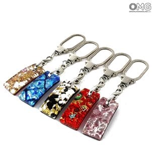 Keychain - with Silver or Gold Leaf - Original Murano Glass