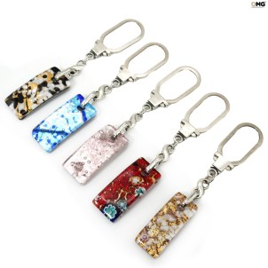 Keychain - with Silver or Gold Leaf - Original Murano Glass