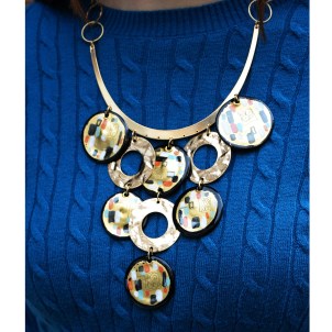 Klimt Pendant - Glass Painted 24kt Gold - Original Murano Glass OMG