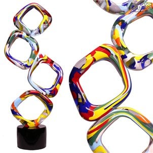 Rubik Cube Sculpture - Farbspritzer - Original Murano Glass OMG