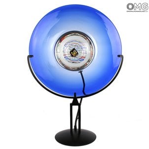 Disc on Stand Table Lamp - Sky - Original Murano Glass