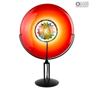Disc on Stand Table Lamp - Sunset - Original Murano Glass