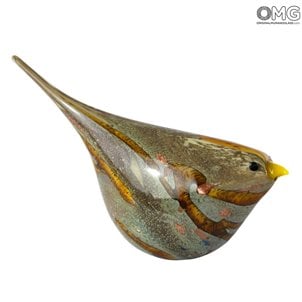 Янтарный воробей - Животные - муранское стекло OMG