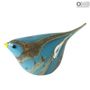 Light Blue Sparrow - Animals - Original Murano glass OMG 