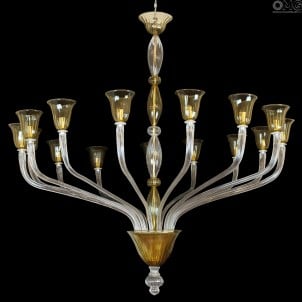 威尼斯枝形吊燈Sultano琥珀色-原始穆拉諾玻璃