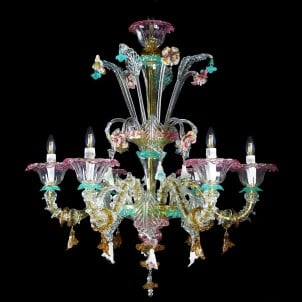 Venetian Chandelier Ninfa Violet - Murano Glass