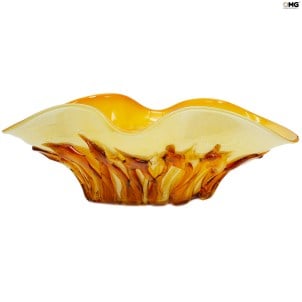 Amber Lava - Sombrero Bowl - Original Murano Glass