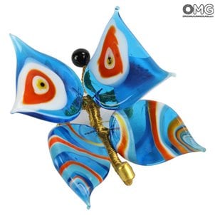 Papillon Bleu - Animaux - Verre de Murano original OMG