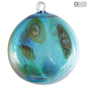Bola de Natal - Fantasia Millefiori Azul Claro - Vidro de Murano Natal