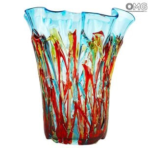 幻想熔岩-淺藍色餐巾花瓶-原始穆拉諾玻璃