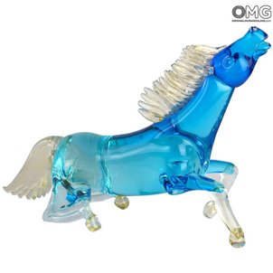 وضع الحصان - أزرق فاتح - زجاج مورانو الأصلي OMG