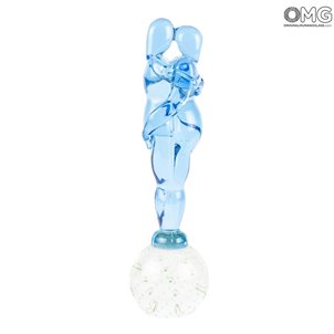 Amantes - azul claro - Escultura de cristal de Murano