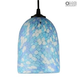 مصباح معلق ميليفيوري - أزرق فاتح - زجاج مورانو الأصلي