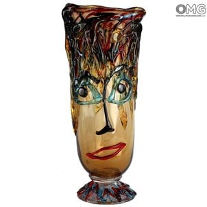 Musana Vase Hellbraun - Hommage an Picasso - Original Murano Glass OMG