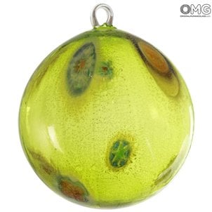 Weihnachtskugel - Green Millefiori Fantasy - Murano Glass Xmas