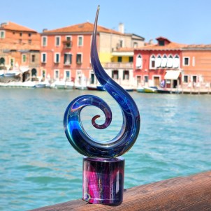 Love Wave - Sculpture in chalcedony - Original Murano Glass Omg
