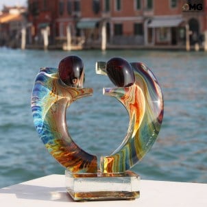 戀人擁抱雕塑chalcedonyoriginal_murano_glass_venetian