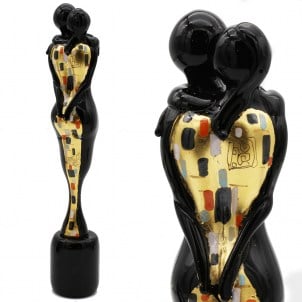 Escultura Amantes Negra - Decoración Klimt - Cristal de Murano Original