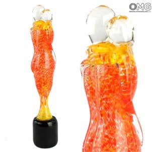 情侶雕塑-橙色-穆拉諾玻璃-威尼斯玻璃