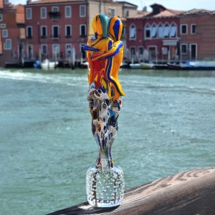 Lovers Sculpture - Millefiori Mix color and Silver - Original Murano Glass OMG