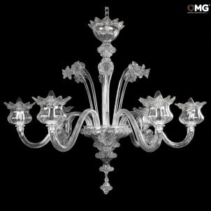 Venezianischer Kronleuchter Margherita - Blumen - Kristall - Muranoglas