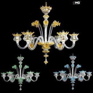Venezianischer Kronleuchter Margherita - Floral - verschiedene Farben - Muranoglas