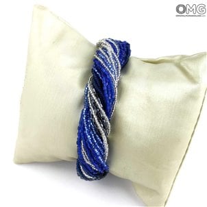 Bracelet Millefili Conterie - bleu - Verre de Murano Original OMG
