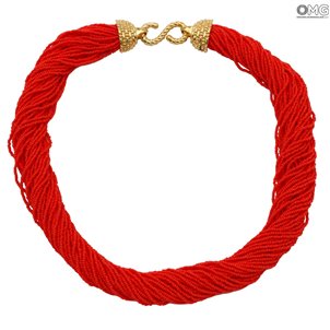 Collier Millefili Conterie - Rouge - Verre de Murano Original OMG
