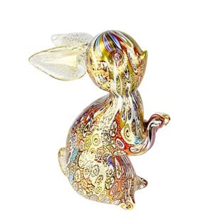 Kaninchenfigur in Murrine Millefiori Gold - Tiere - Original Muranoglas OMG