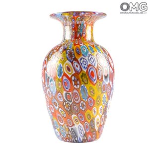 Vaso Millefiori Colorful Mix com ouro - Origianl Murano Glass OMG