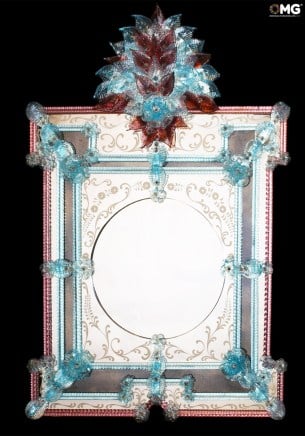 blumig - Venezianischer Spiegel - Original - Murano - Glas - omg