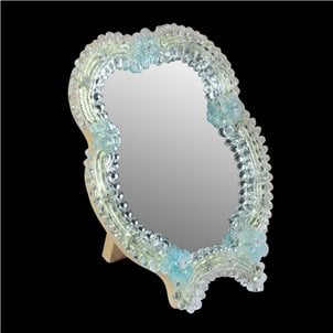 Miroir de Table Fleurs Bleu Clair Vénitien
