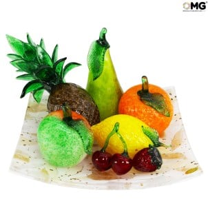 Mélange de Fruits + Assiette - Verre Original de Murano OMG