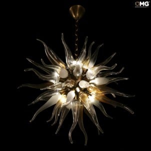 Sospensione corallo - 6 Luci - vetro di Murano originale OMG 