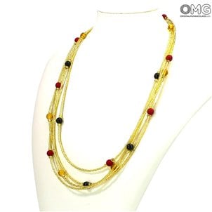 Moon Tears Gold - Necklace Venetian Beads - Original Murano Glass OMG
