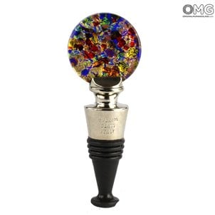 Bouchon de bouteille multicolore - Boîte cadeau OMG® + en verre de Murano d'origine