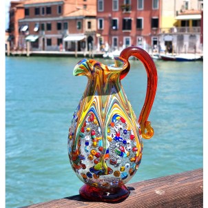 Harmony - Pitcher Murano Glass - Millefiori and silver decoration